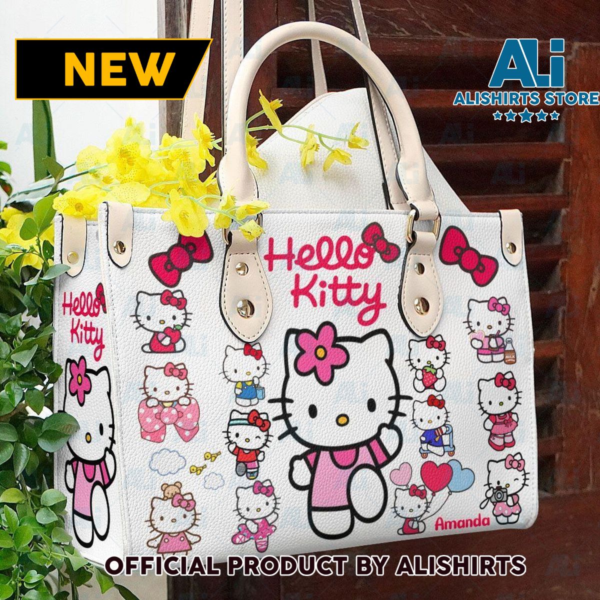 Hello Kitty Original Personalized Leather HandBags Women Tote Bag