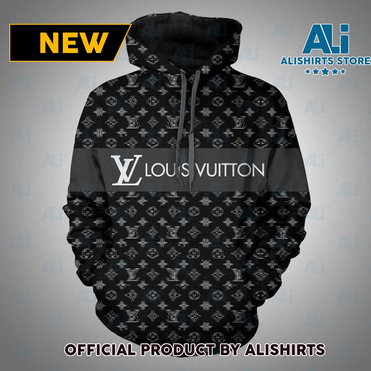 Louis Vuitton French LV Black Monogram Hoodie Luxury Brand Outfits