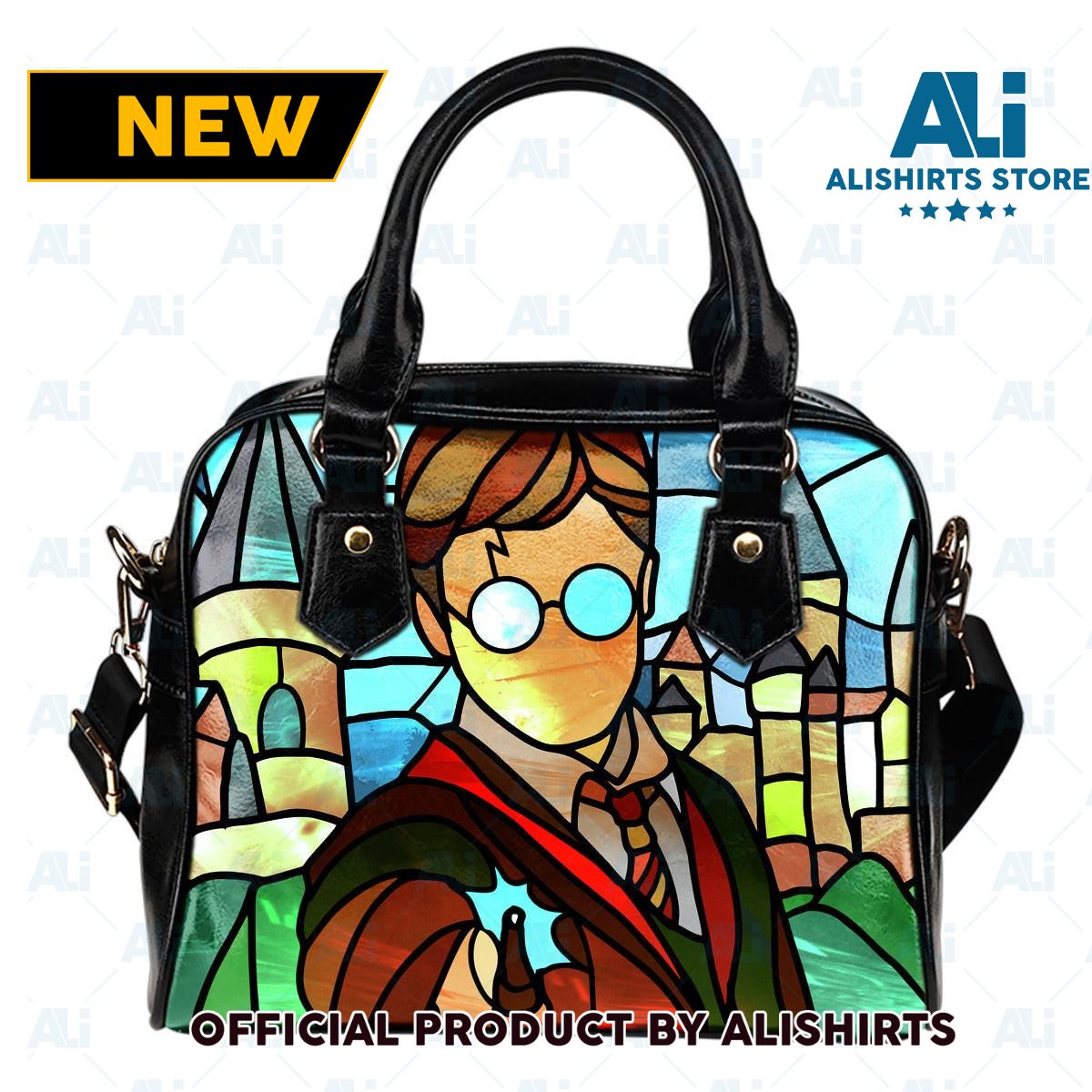 Harry Potter Stained Glass casting spell Personalized Leather HandBags Women Tote Bag