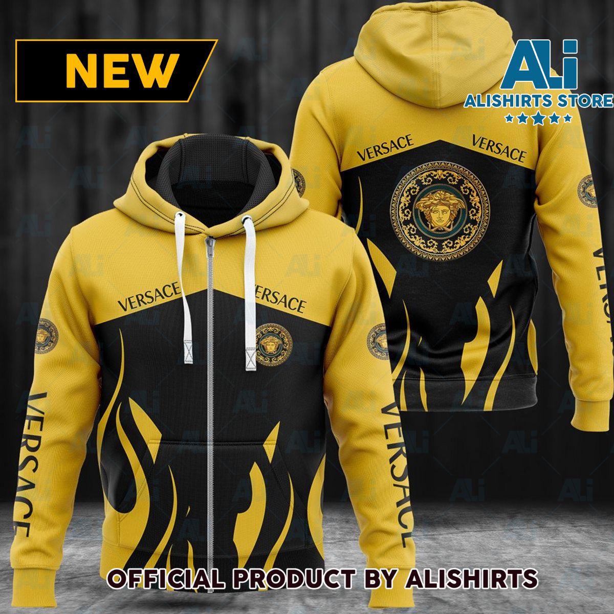 Gianni Versace Yellow Flame Hoodie Luxury Brand Outfits