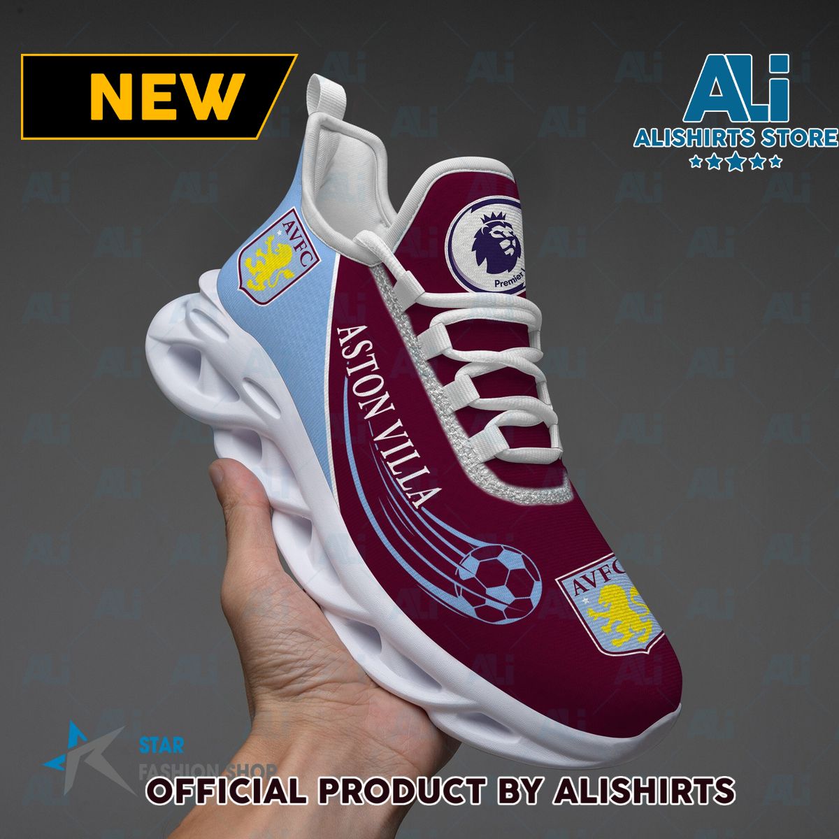 Aston Villa FC EPL Running Tennis Shoe Maxsoul Sneaker