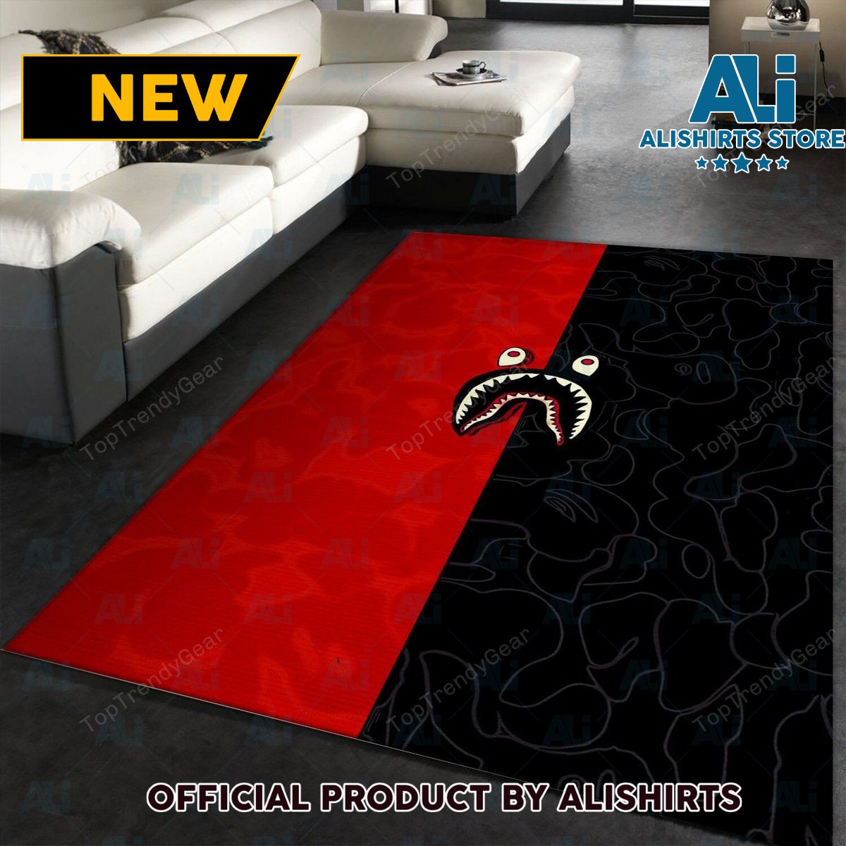 Bape Hyperbeast Black Red Luxury Brand Rug Carpet For House Decoration