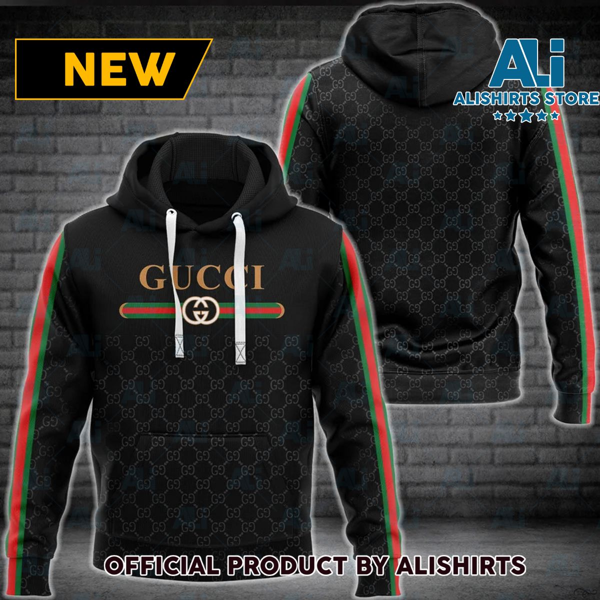 Gucci GG Black Stripe Hoodie Luxury Brand Outfits