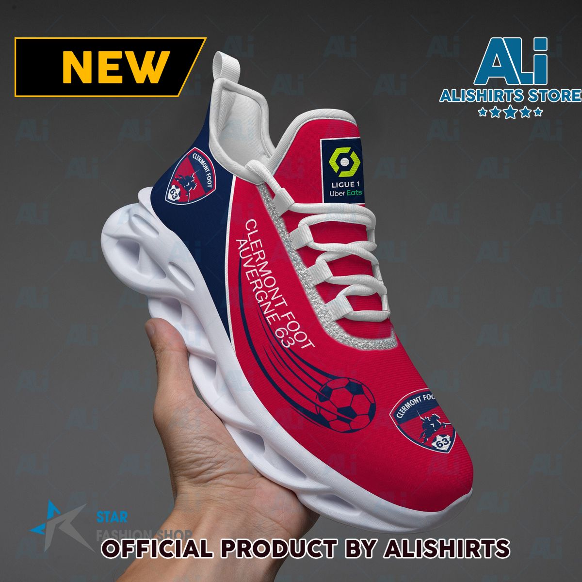 Clermont Foot Auvergne 63 French Football Running Tennis Shoe Maxsoul Sneaker