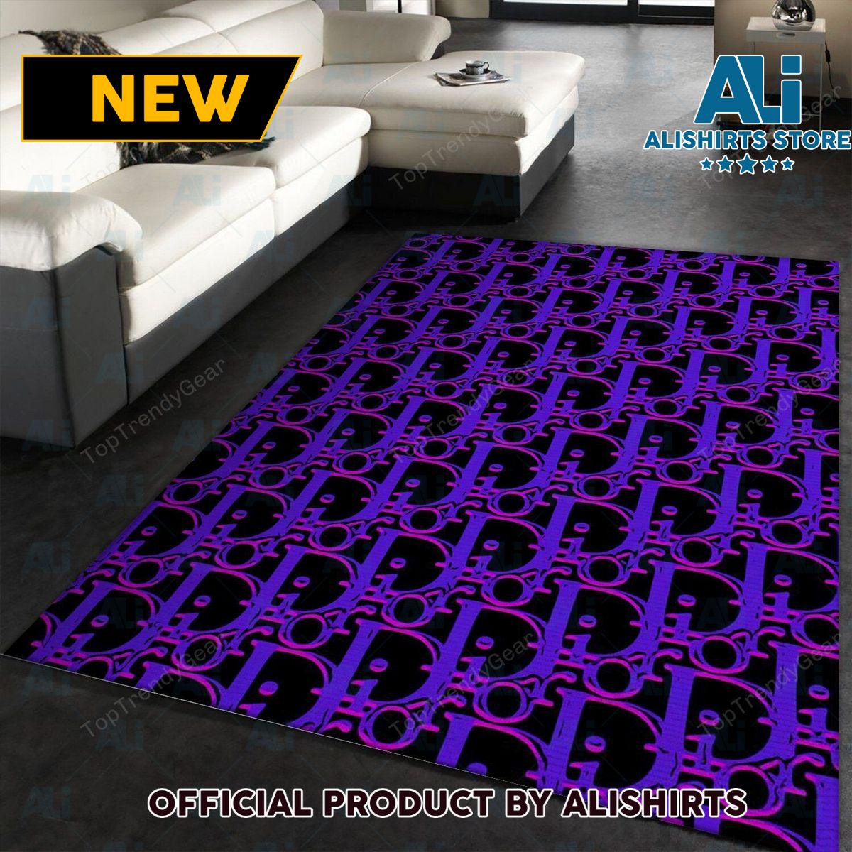 Dior Oblique Pattern Purple Luxury Brand Rug Carpet For House Decoration