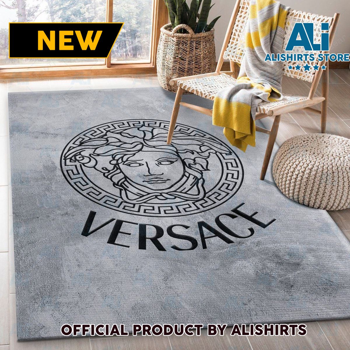 Gianni Versace Designer Grey Luxury Brand Rug Carpet For House Decoration