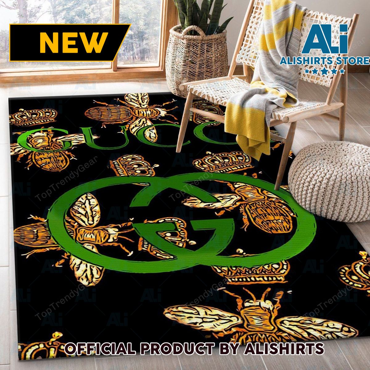 Gucci Golden Bee Luxury Brand Rug Carpet For House Decoration