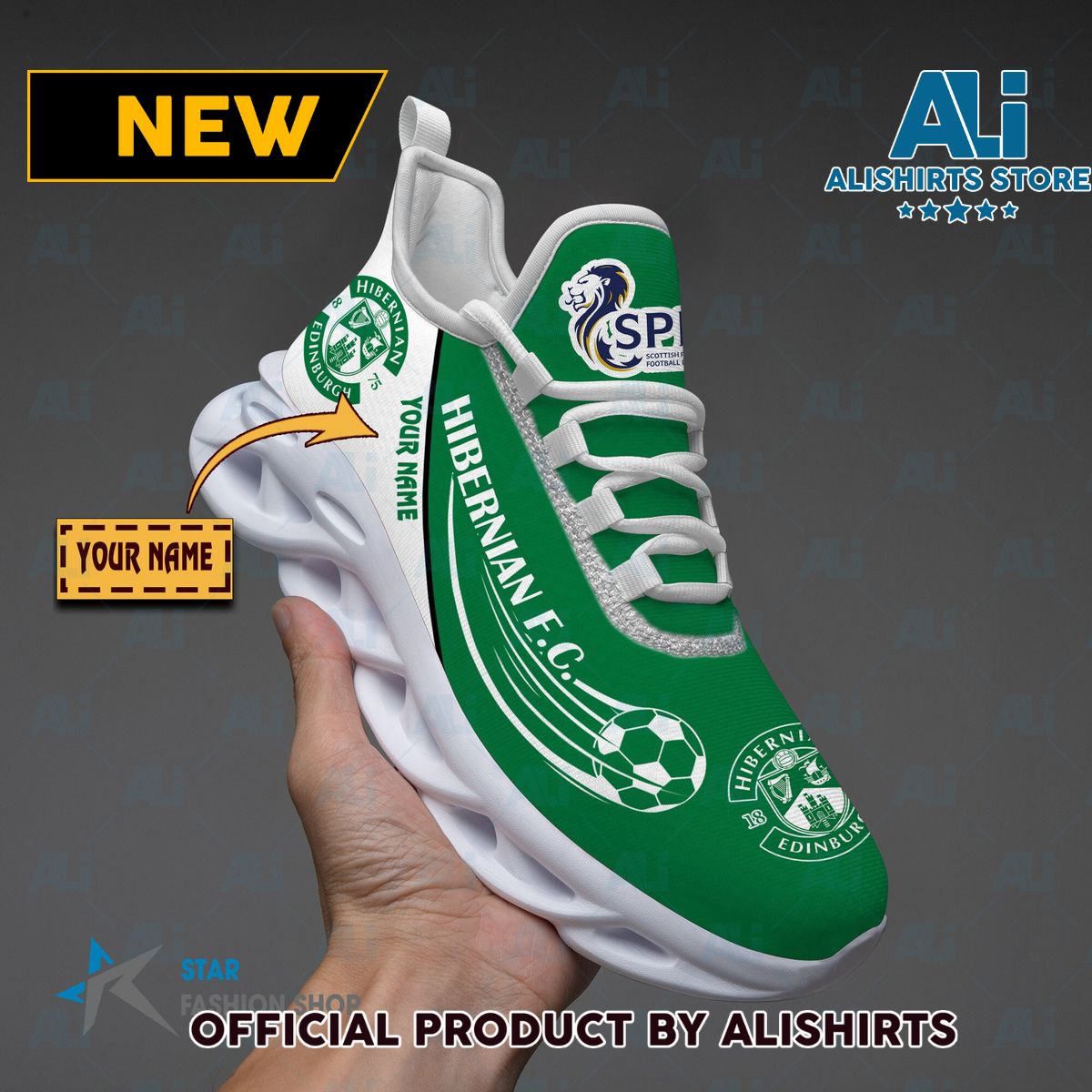 Hibernian FC Scotish Football Running Tennis Shoe Maxsoul Sneaker