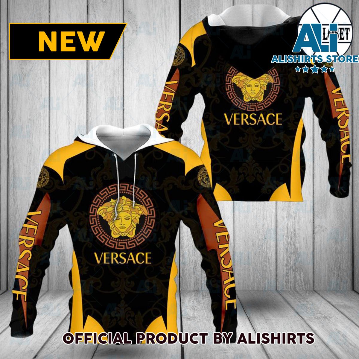 Gianni Versace Black Gold Italian-made Hoodie Luxury Brand Outfits
