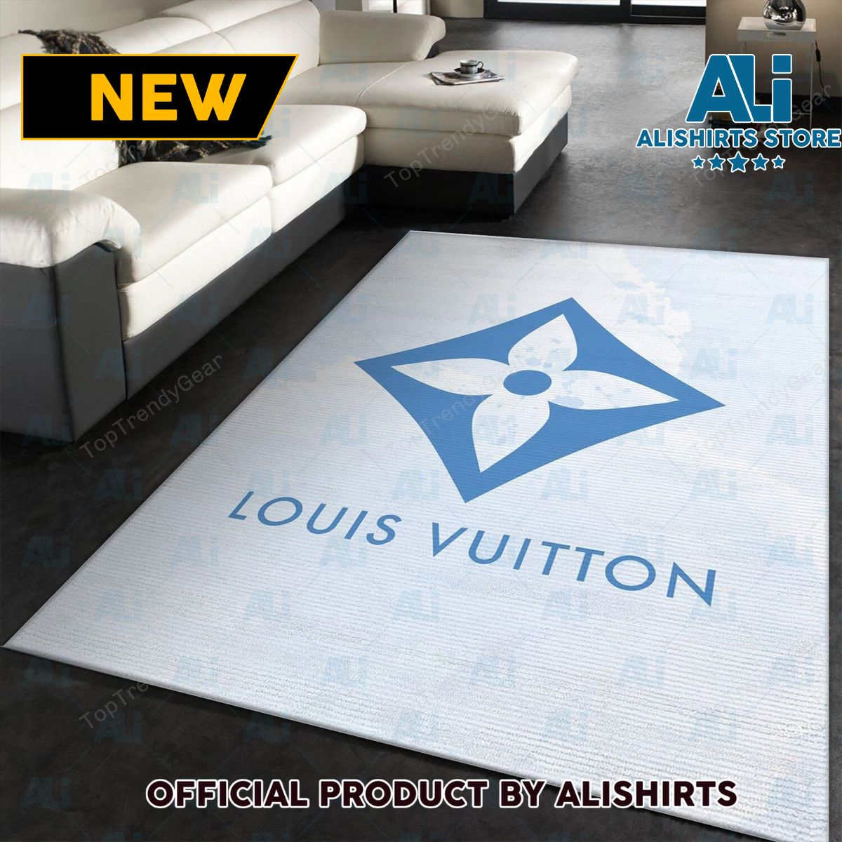Louis Vuitton Monogram Canvas Blue Luxury Brand Rug Carpet For House Decoration