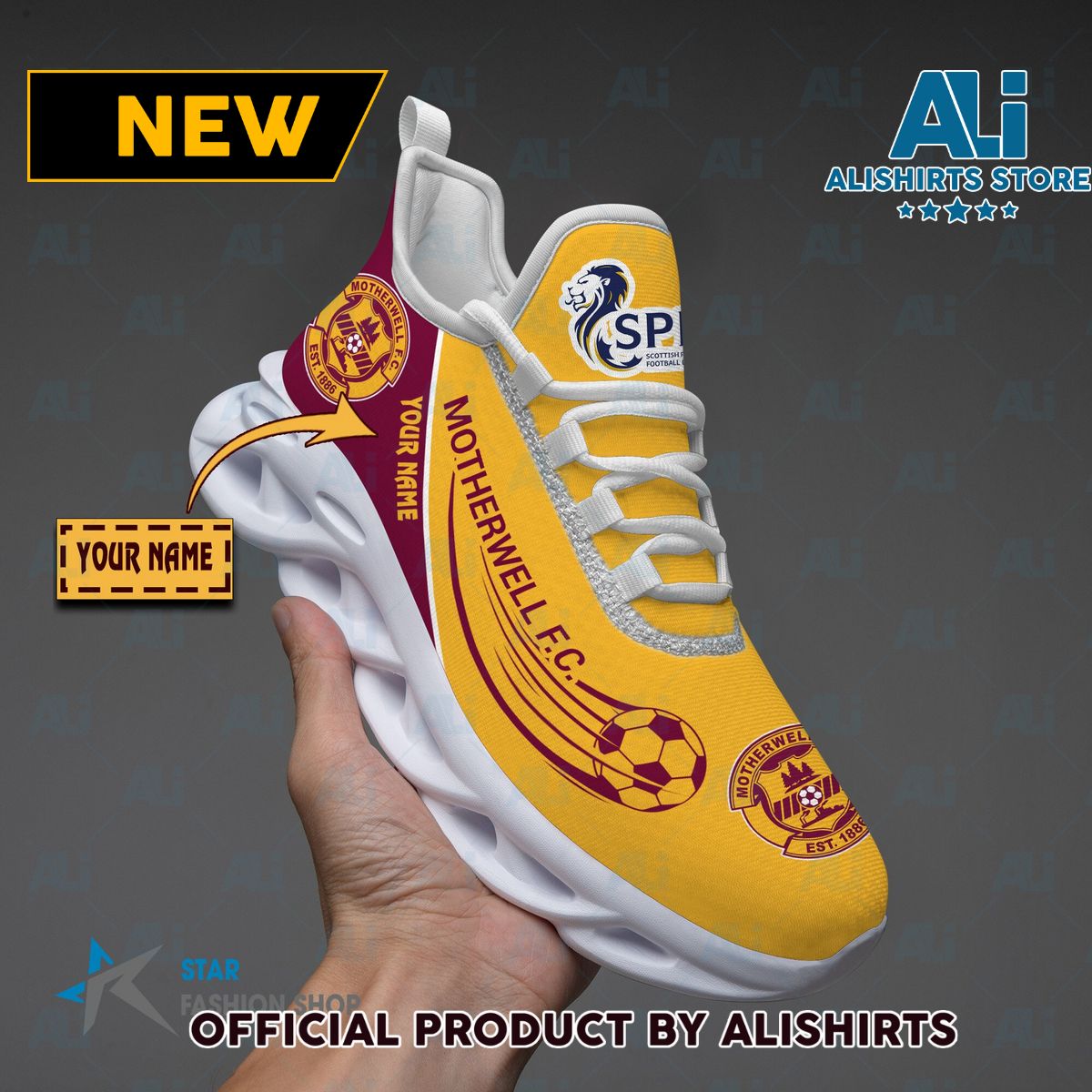 Motherwell FC Scotish Football Running Tennis Shoe Maxsoul Sneaker