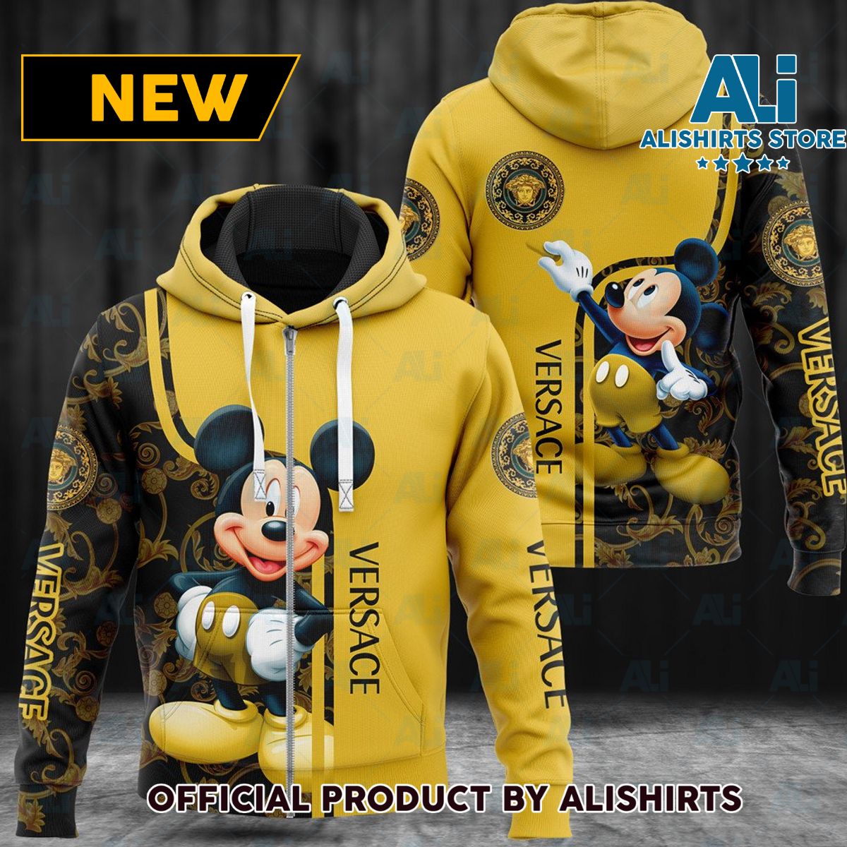 Gianni Versace Mickey Mouse Disney Hoodie Luxury Brand Outfits