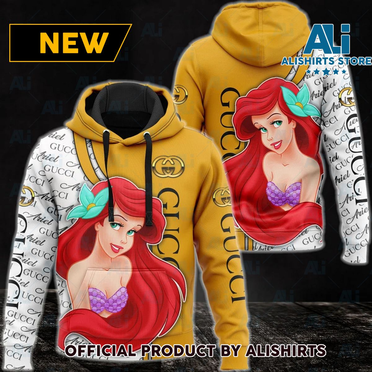 Gucci Ariel Mermaid Disney Hoodie Luxury Brand Outfits
