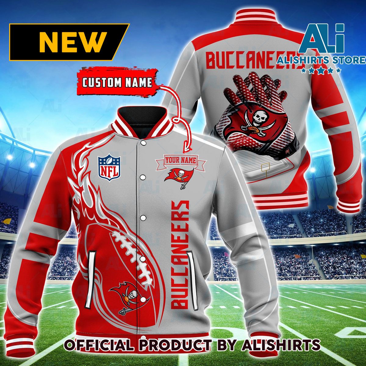 NFL Tampa Bay Buccaneers Hot Football Custom Name Varsity Jacket