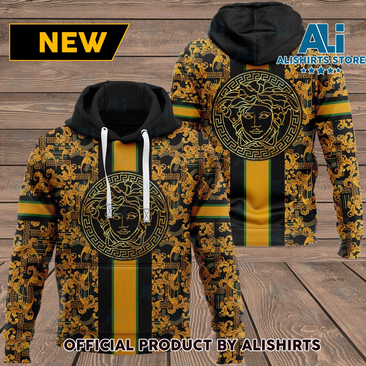Gianni Versace Gold Cross Hoodie Luxury Brand Outfits