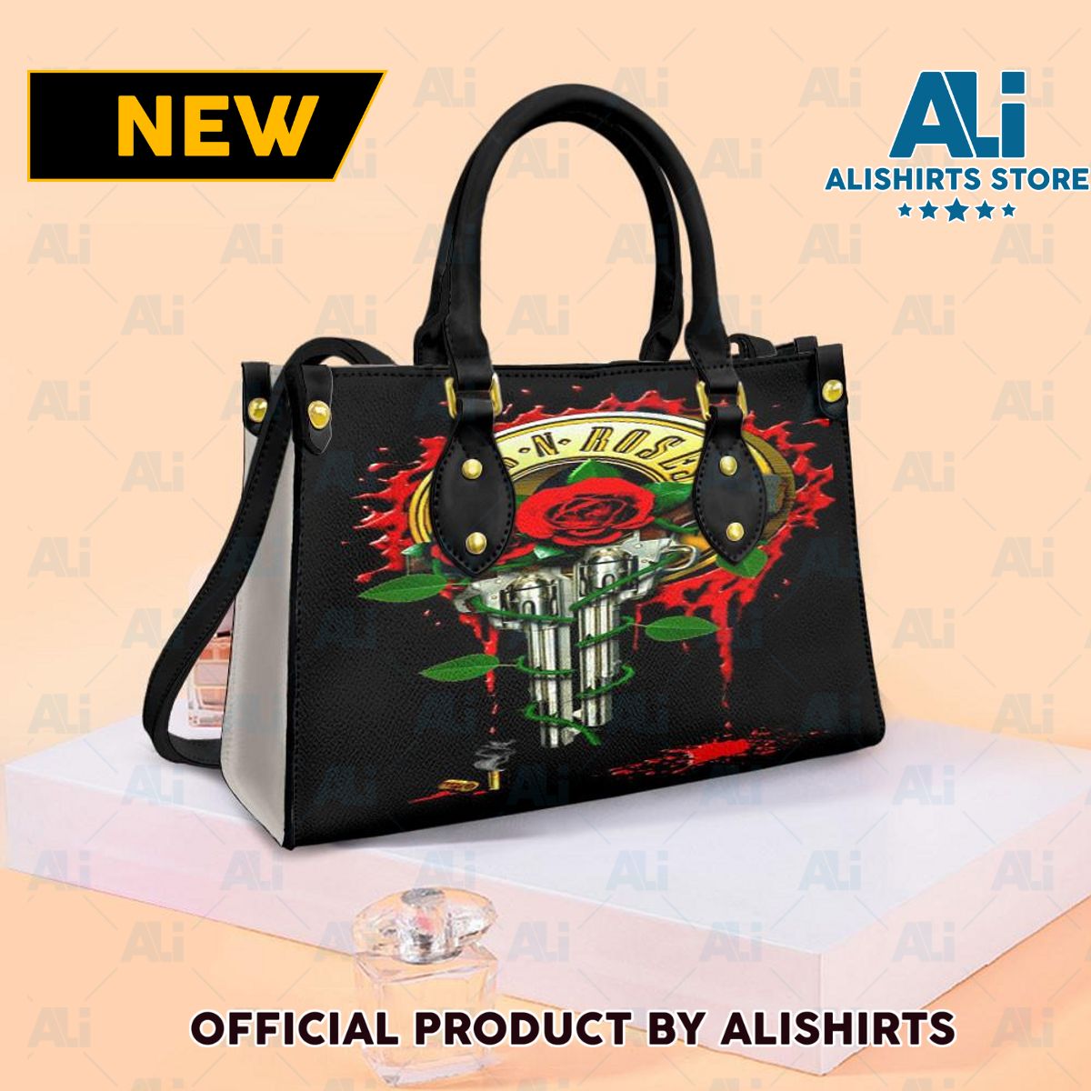 Guns N’ Roses Dual gun Personalized Leather HandBags Women Tote Bag