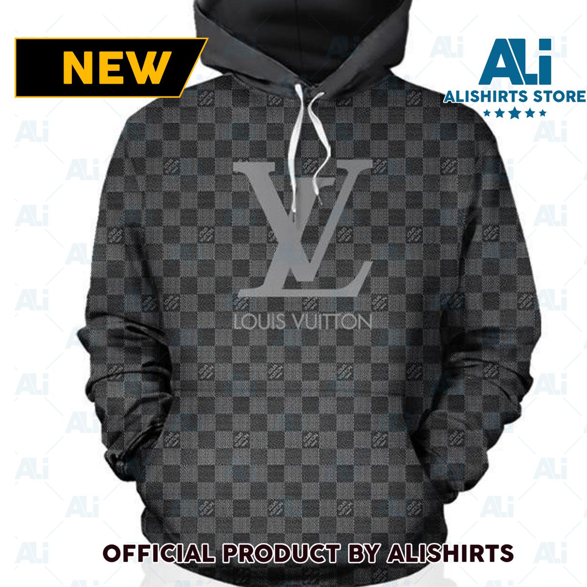 Louis Vuitton LV Grey Checked Hoodie Luxury Brand Outfits