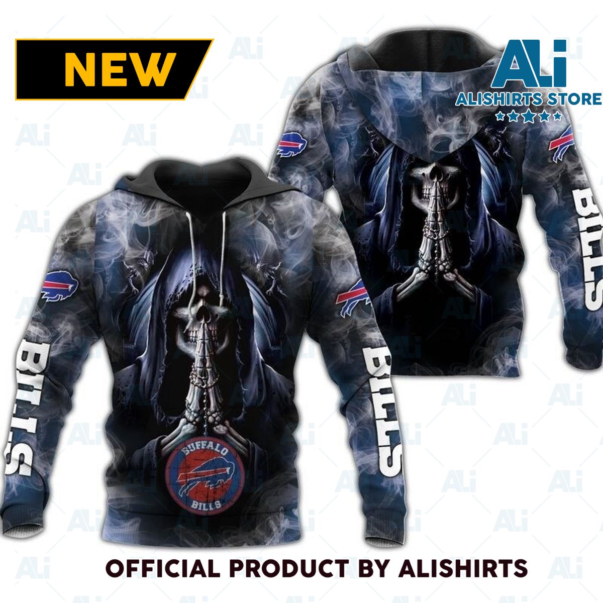 NFL Buffalo Bills Smoking Skull Hoodie