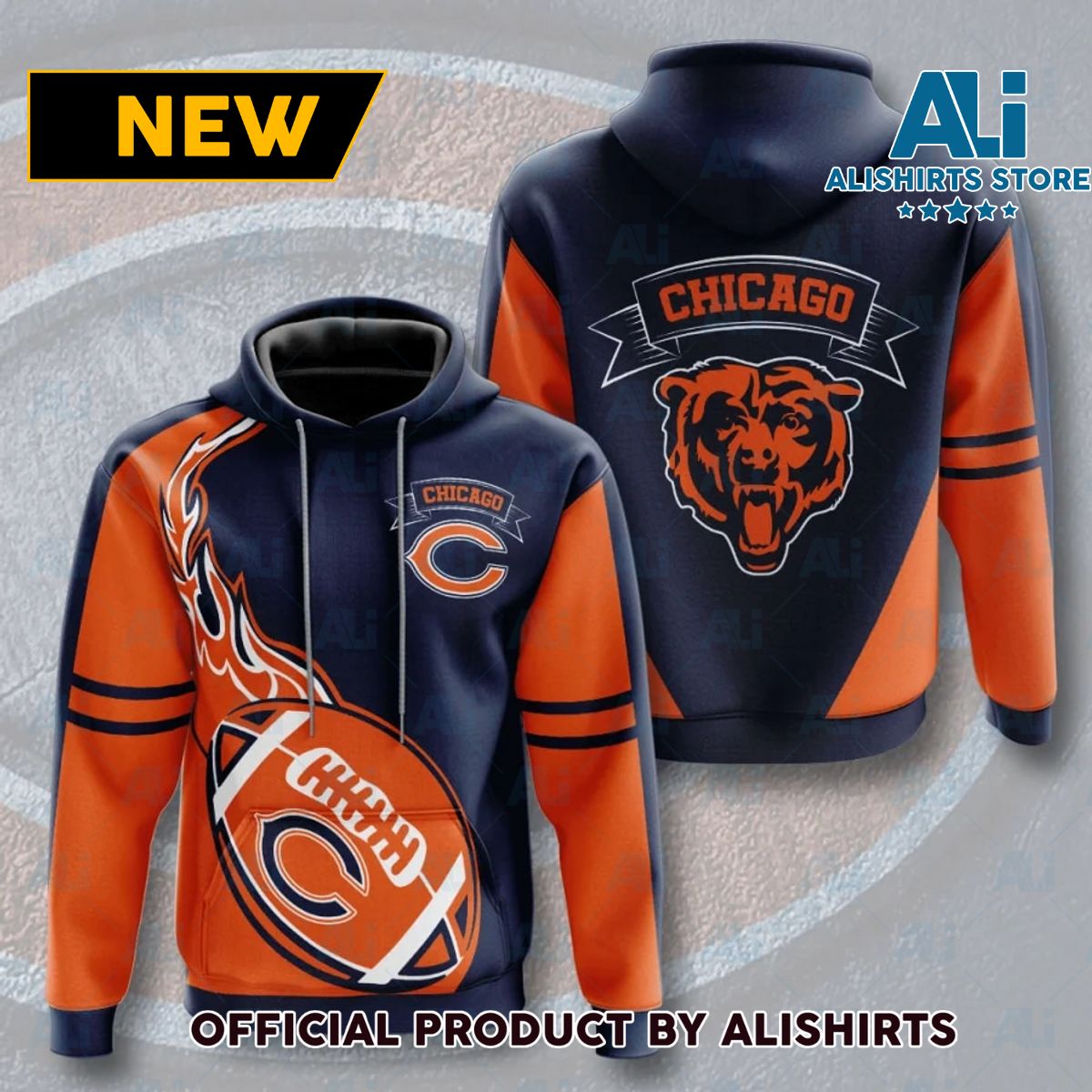 NFL Chicago Bears Flame Balls Graphic Hoodie