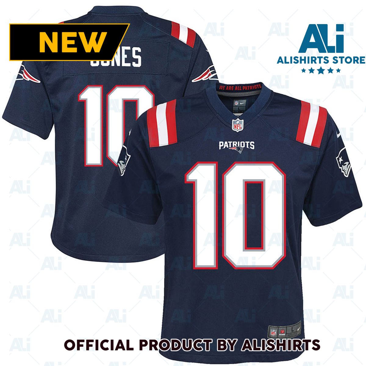 New England Patriots Mac Jones Game Jersey Navy