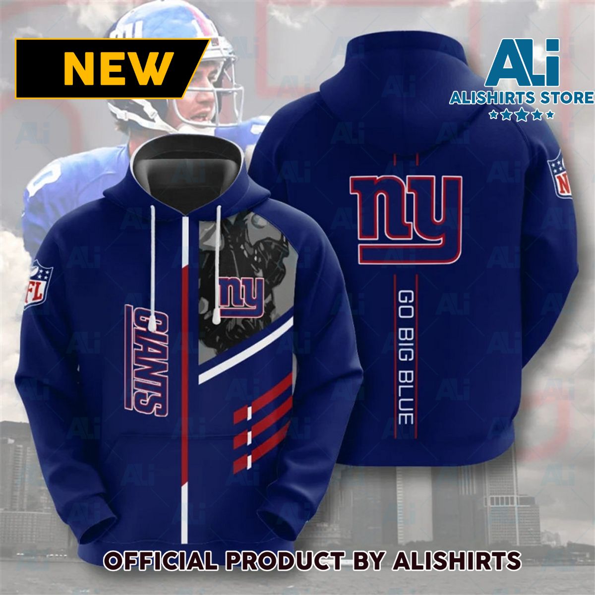 NFL New York Giants Adidas Stripe Hoodie