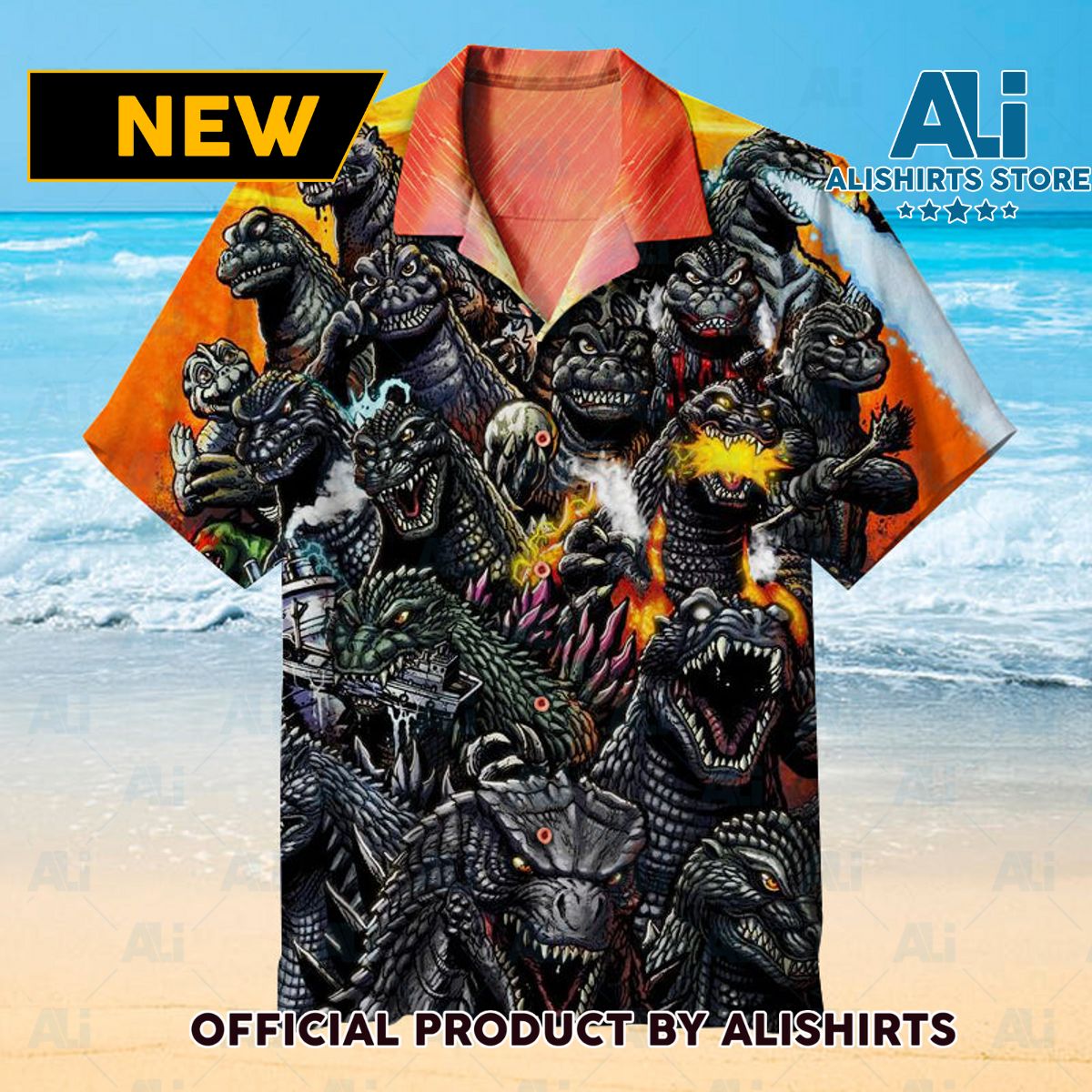 Godzilla's history Hawaiian shirt