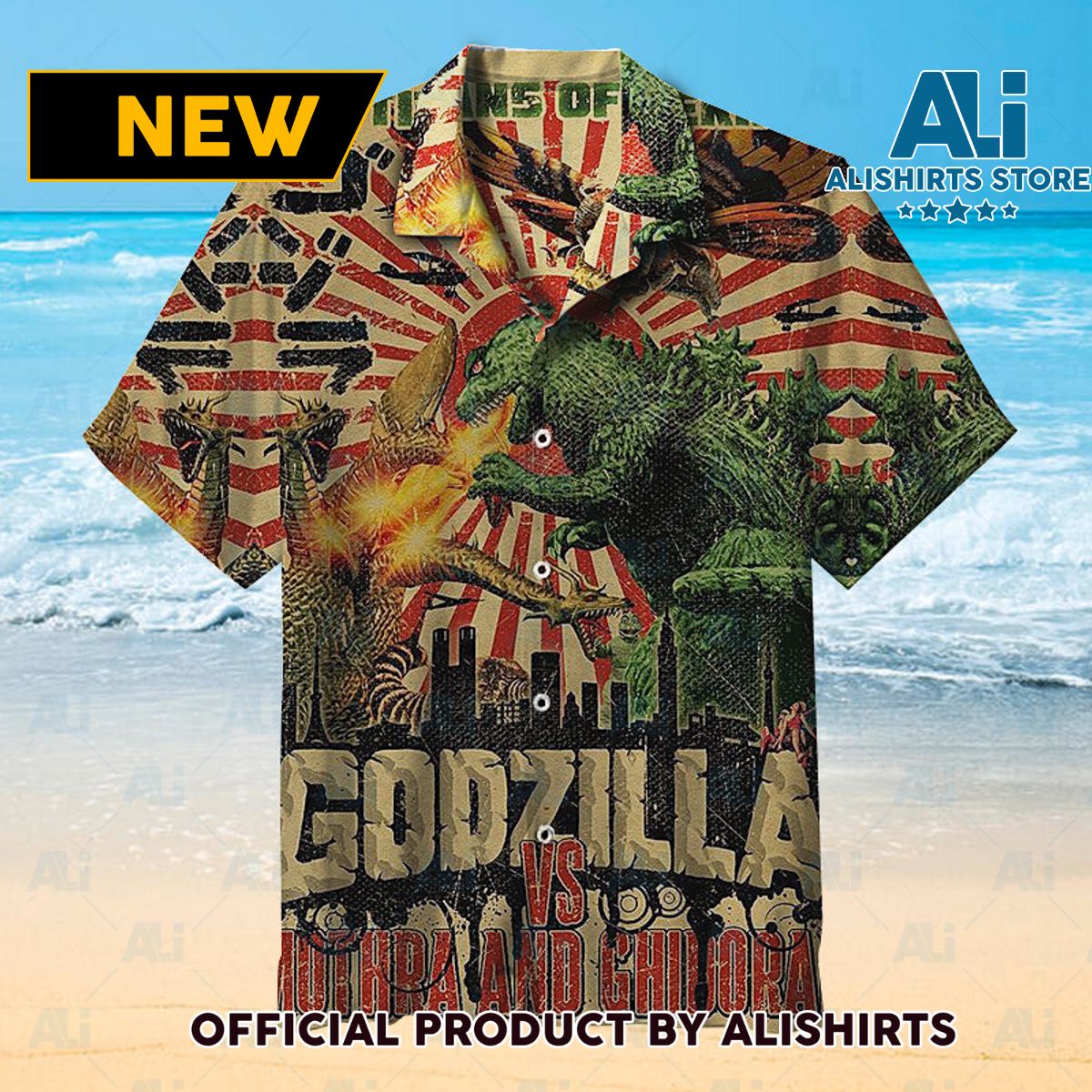 Godzilla vs Mothra and Ghidorah Hawaiian shirt