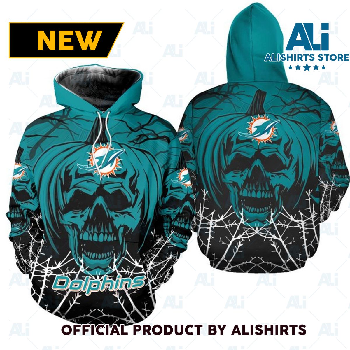 NFL Miami Dolphins Spike Skull Hoodie