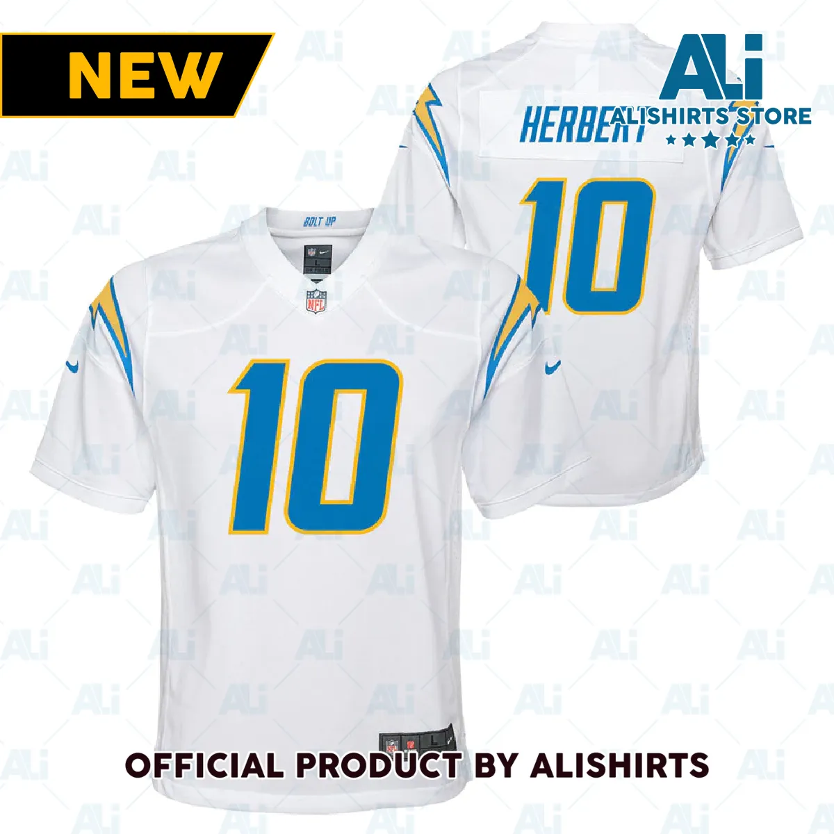 Los Angeles Chargers Justin Herbert Team Game Jersey White