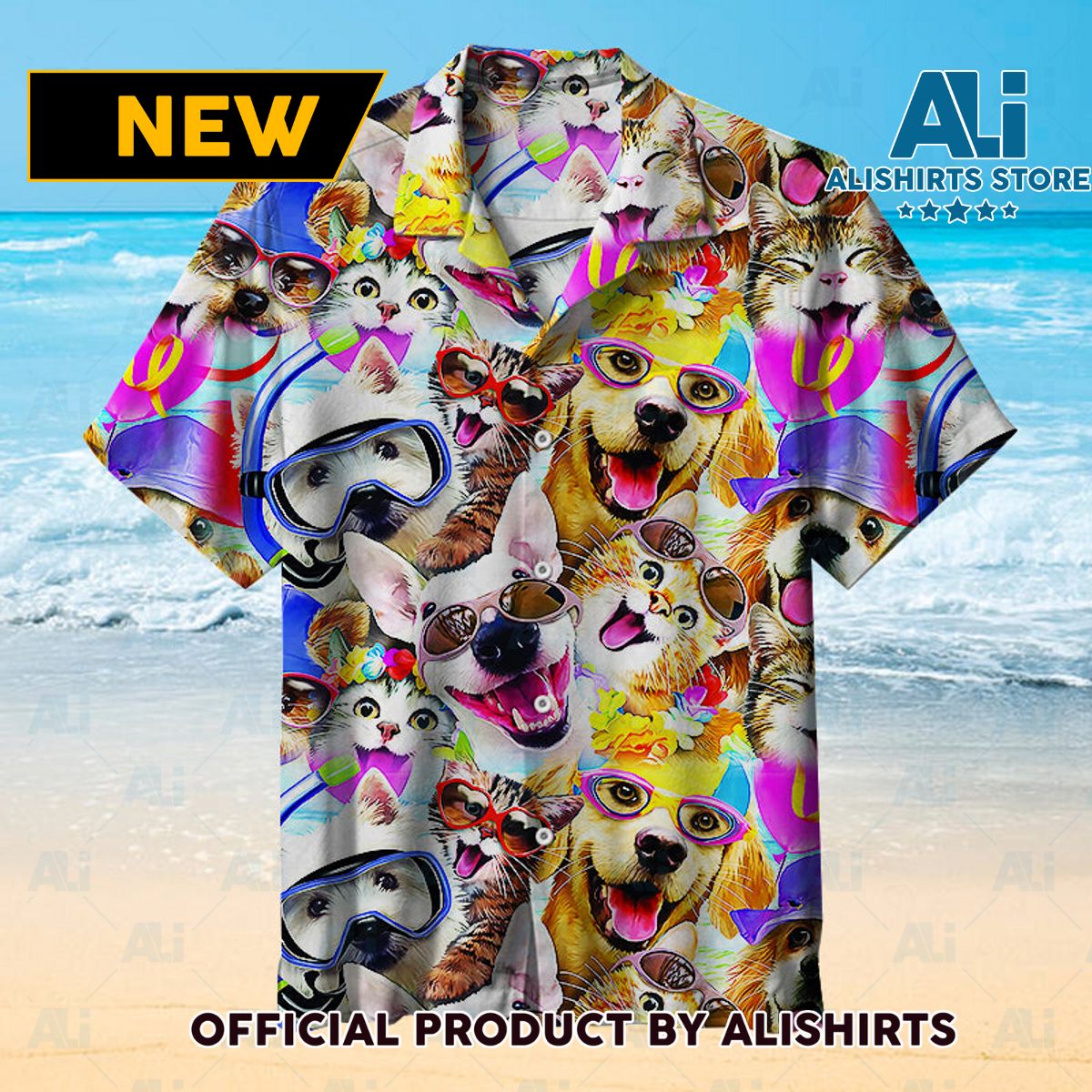 Dog Cat Puppy Unisex Hawaiian Shirt