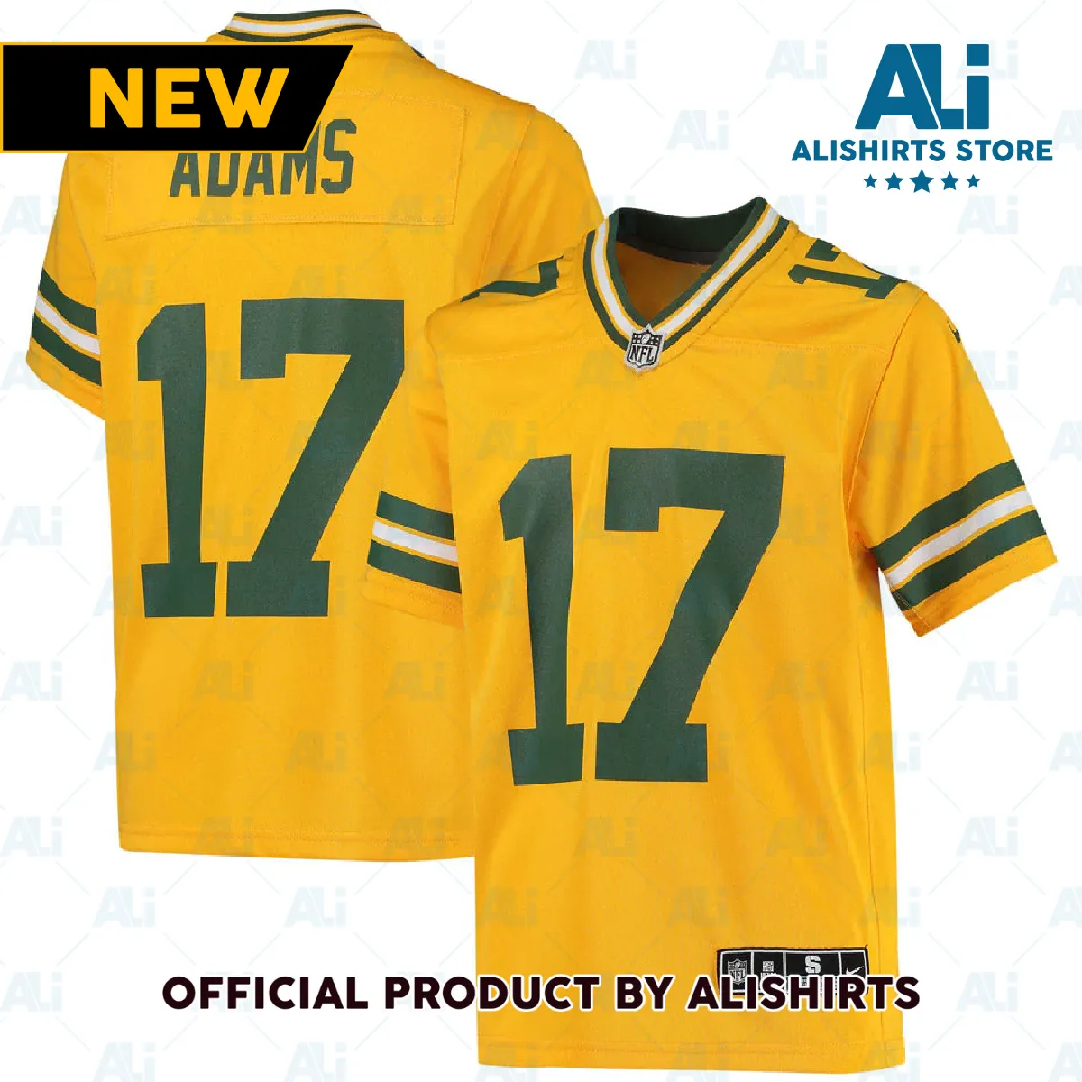 Green Bay Packers Davante Adams Inverted Team Game Jersey Gold