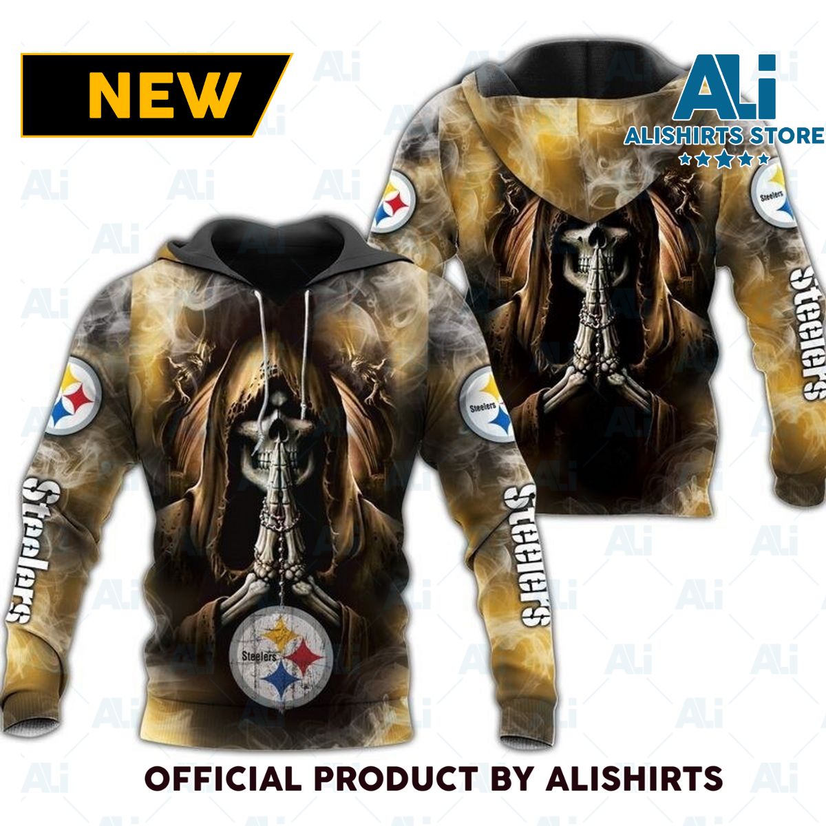 NFL Pittsburgh Steelers Smoke Skull Hoodie