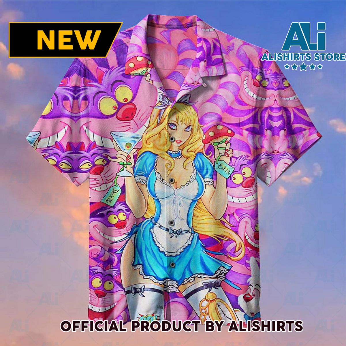 Alice in Wonderland With Cheshire Cat Universal Hawaiian Shirt