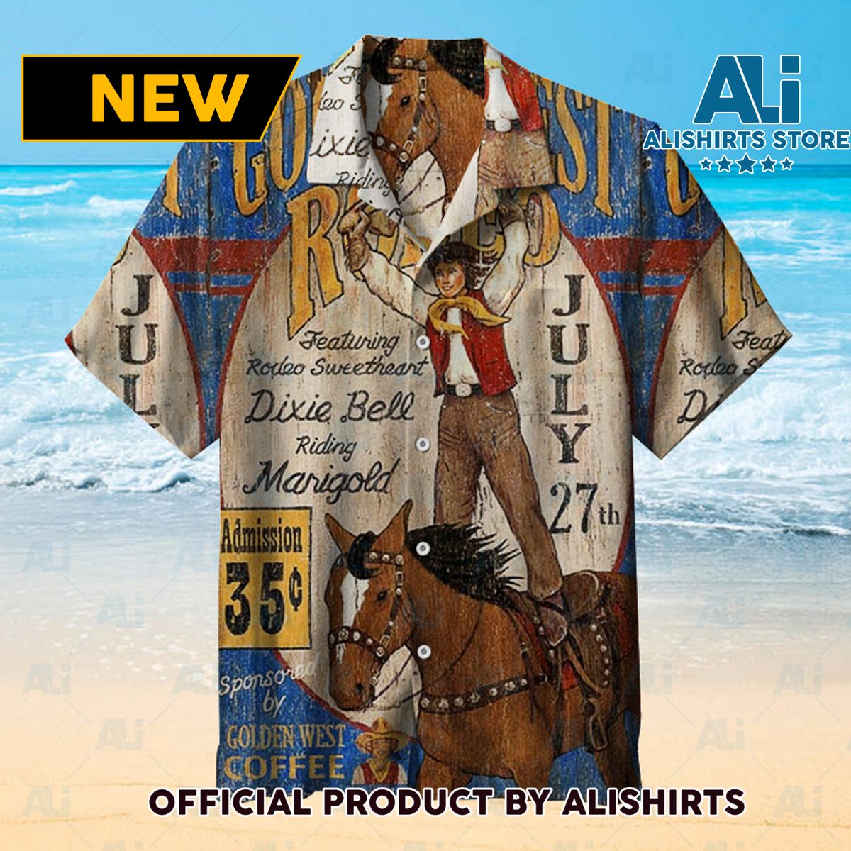 Golden Western Rodeo Vintage Sign Universal Hawaiian Shirt