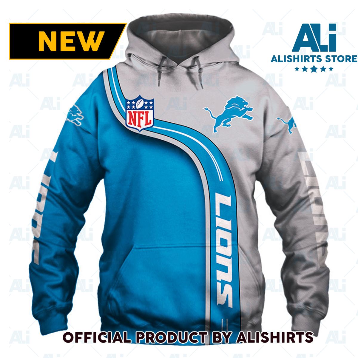 NFL Detroit Lions Curve Graphic Hoodie