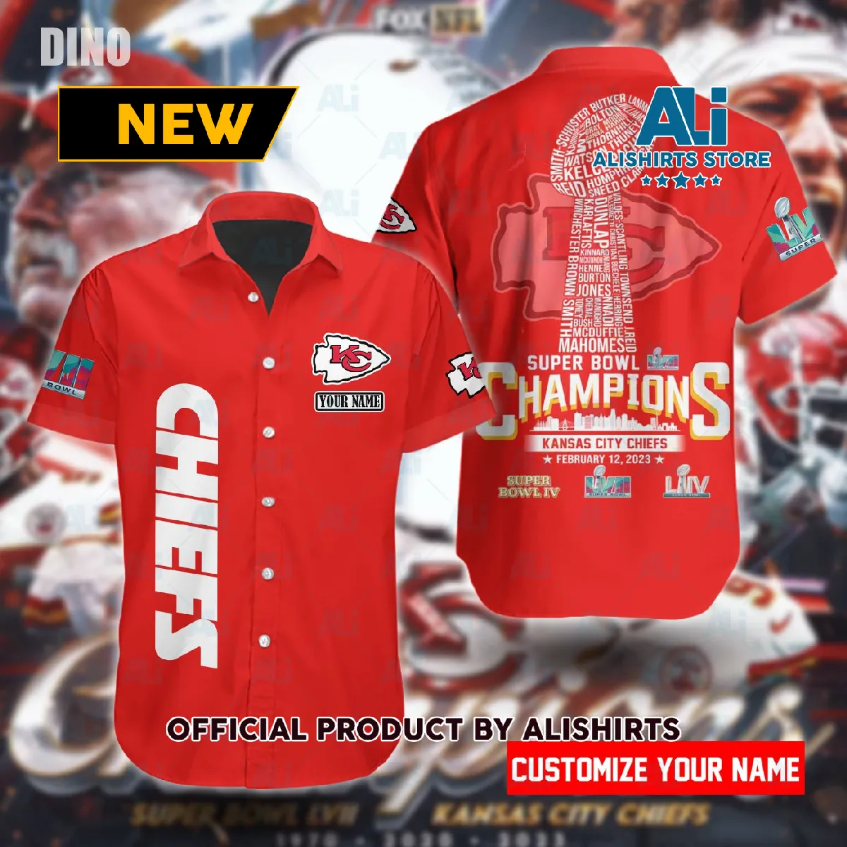 Super Bowl LVII Kansas City Cheifs Champions Trophy Personalized Baseball Jersey