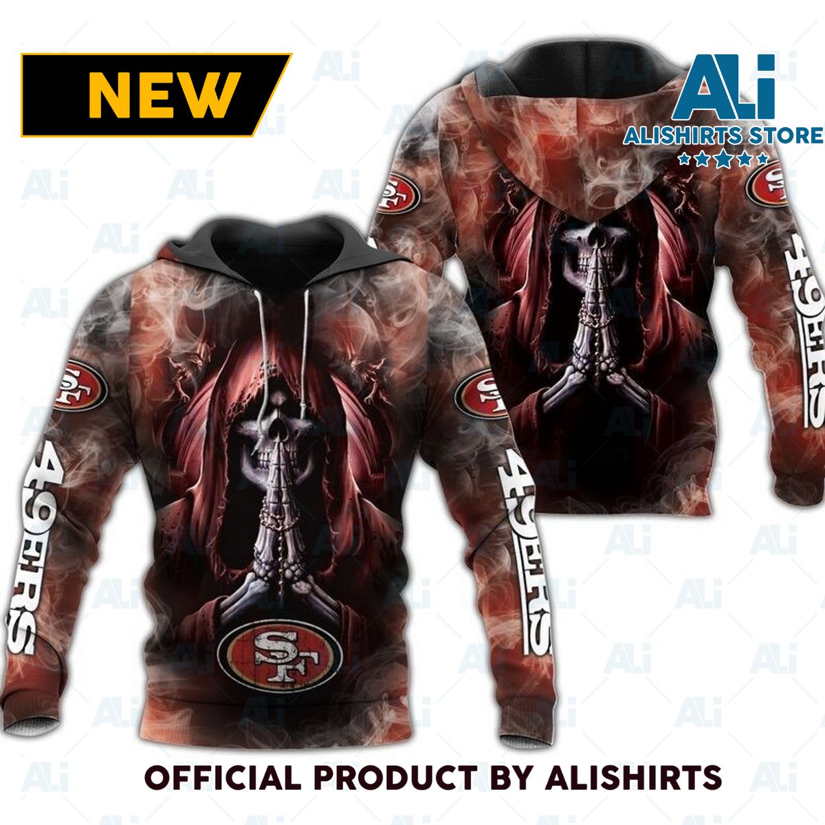 NFL San Francisco 49Ers Smoking Skull Hoodie