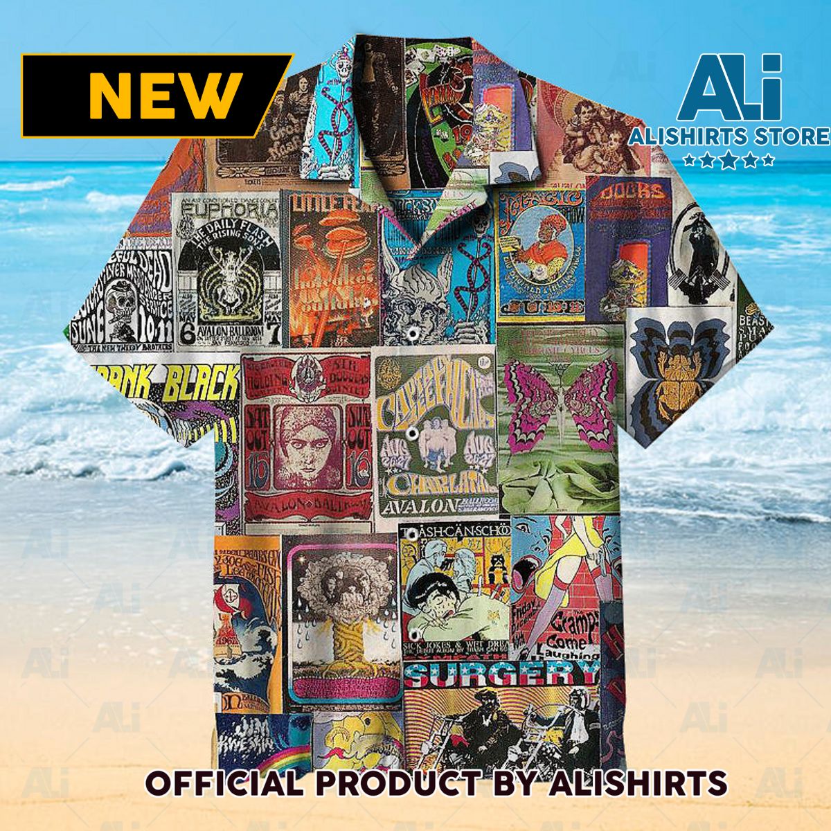 Classic Rock Poster Collage Universal Hawaiian Shirt