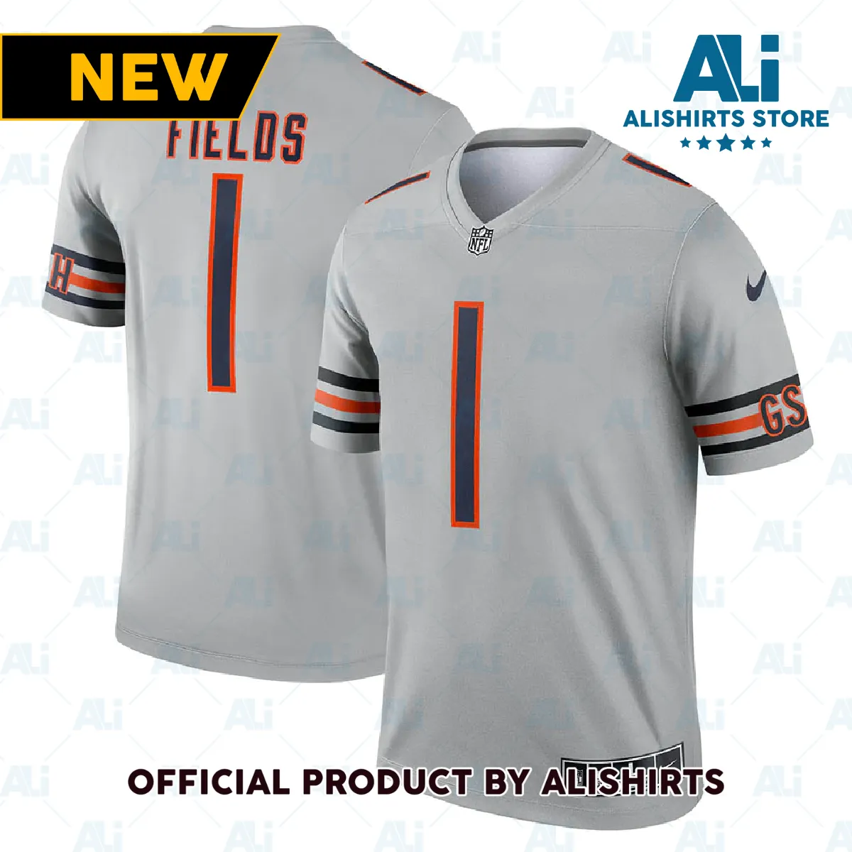 Chicago Bears Justin Fields Inverted Legend Jersey Silver