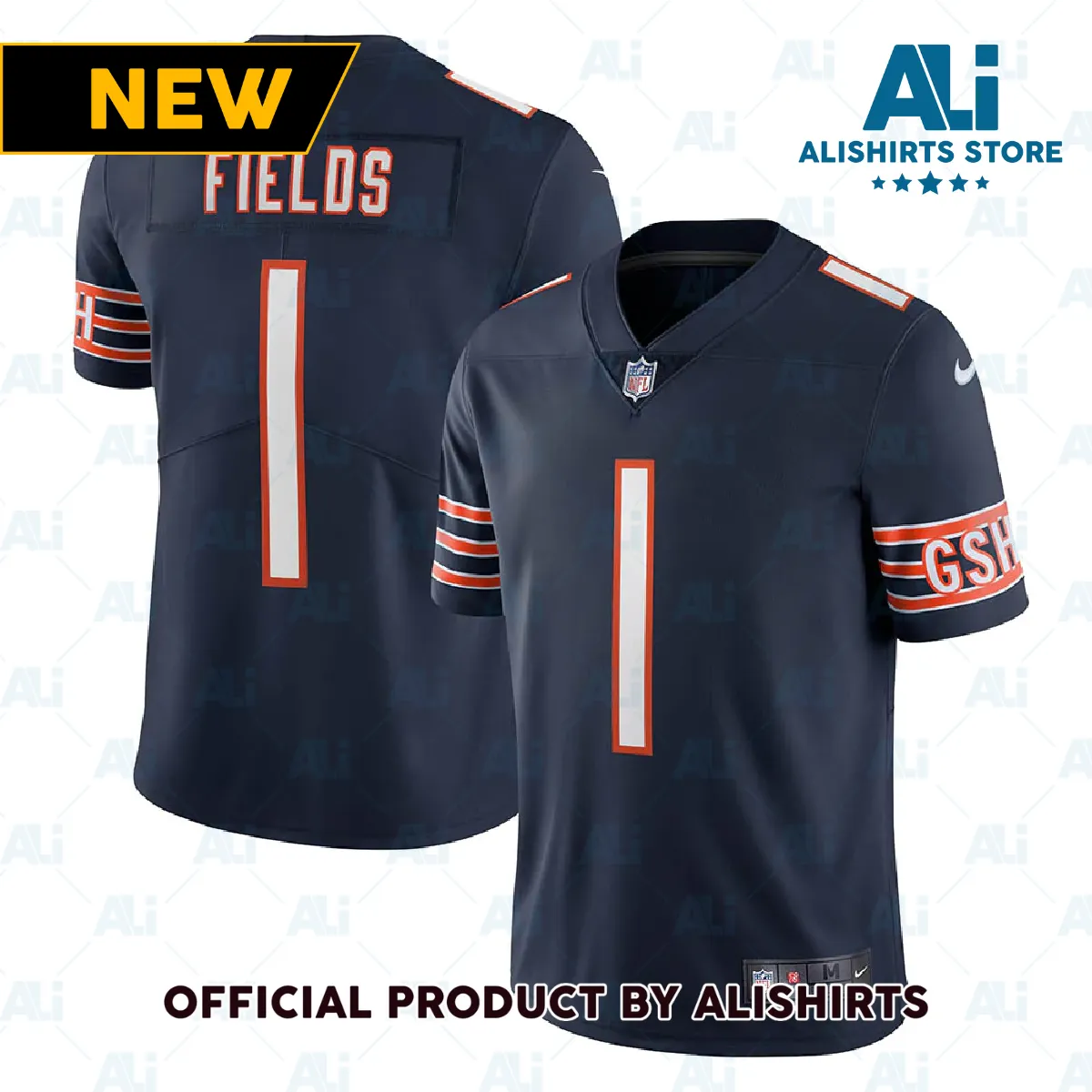 Chicago Bears Justin Fields Vapor Limited Jersey Navy