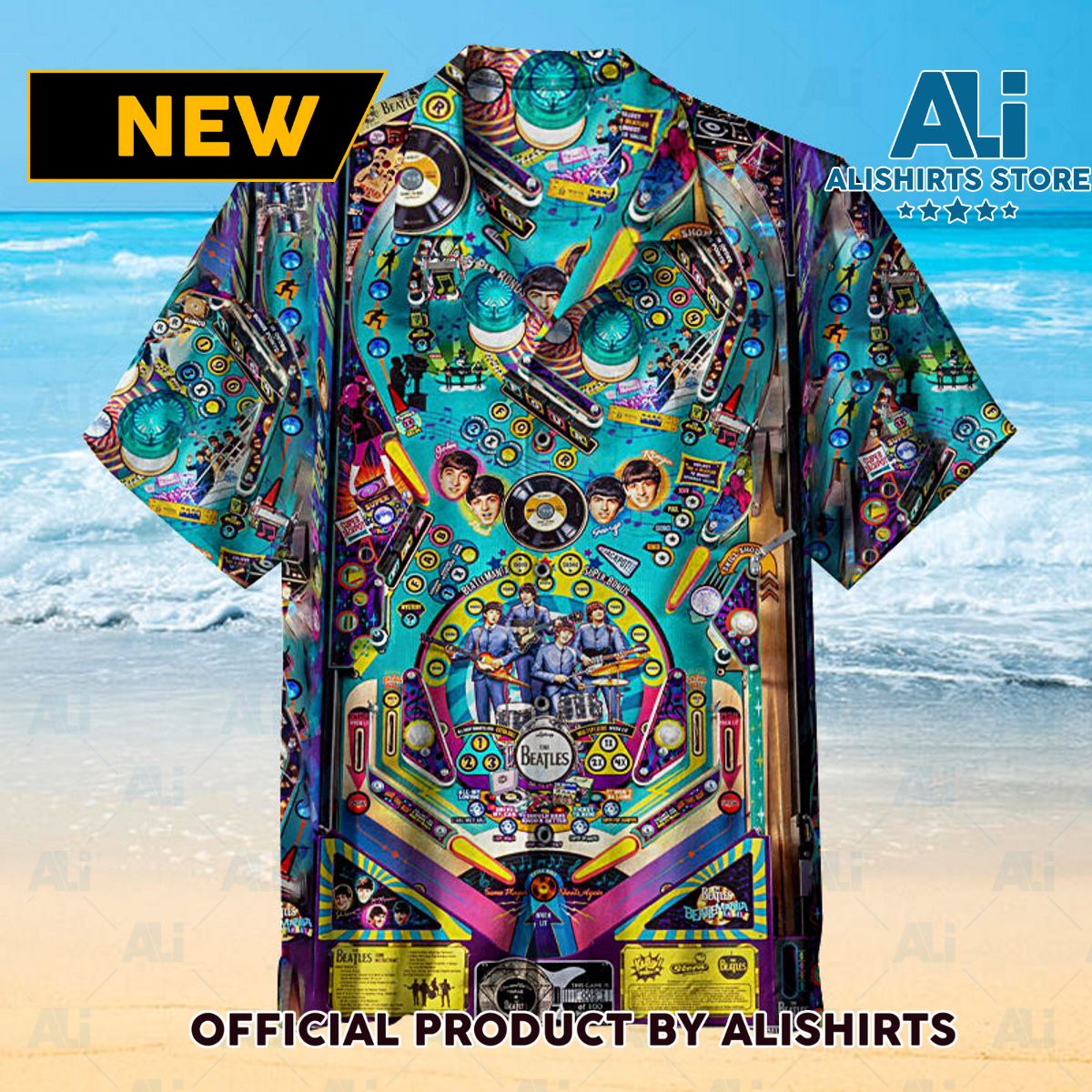 BEATLES PINBALL Retro Hawaiian shirt