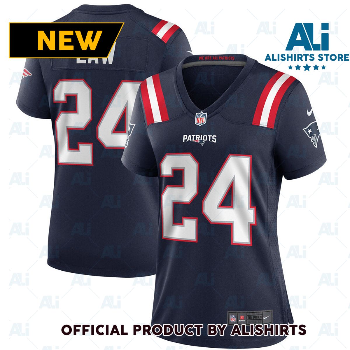 New England Patriots Ty Law Game Retired Player Jersey Navy