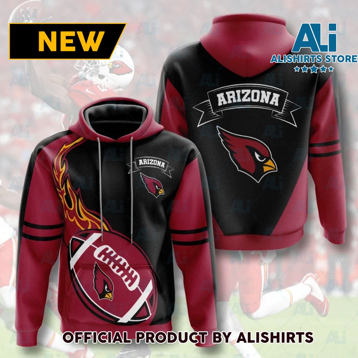 NFL Arizona Cardinals Flame Balls Graphic Hoodie