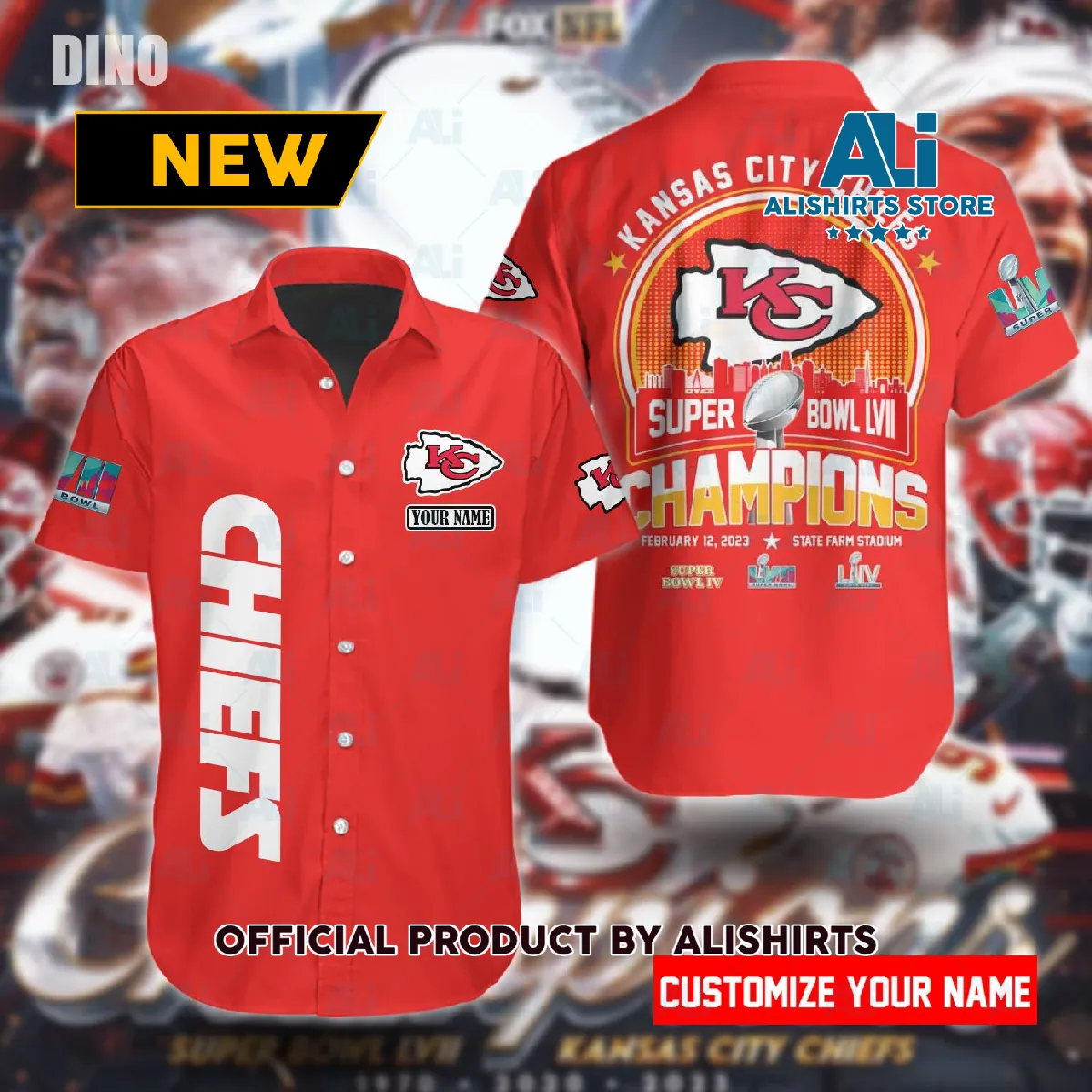 Commemorative Super Bowl LVII Kansas City Cheifs Champions Personalized Hawaiian Shirts