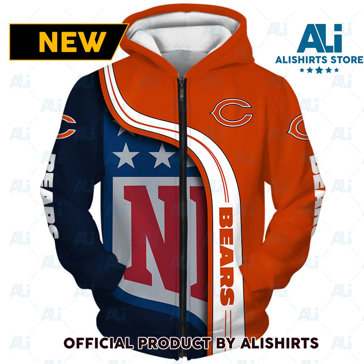 NFL Chicago Bears Curve Graphic Hoodie