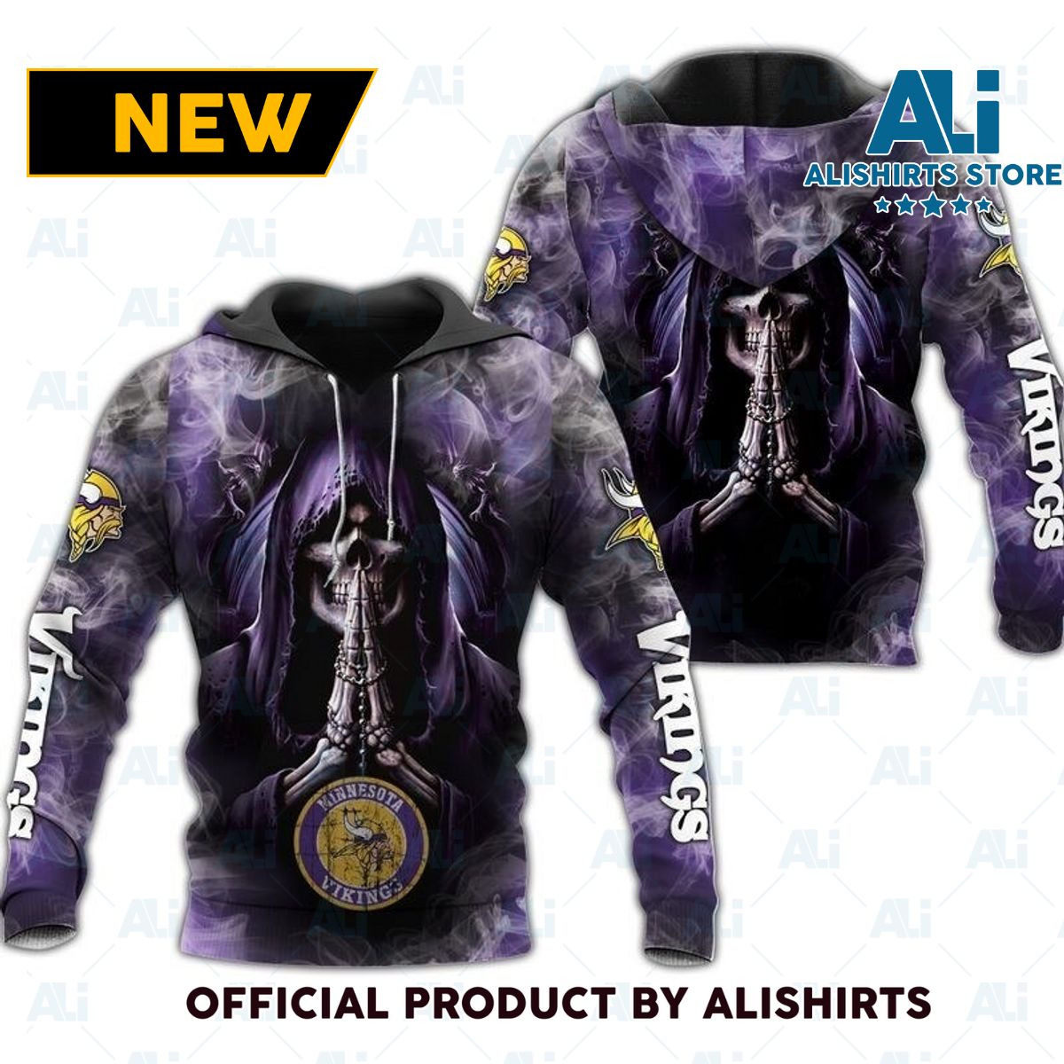 NFL Minnesota Vikings Smoking Skull Hoodie