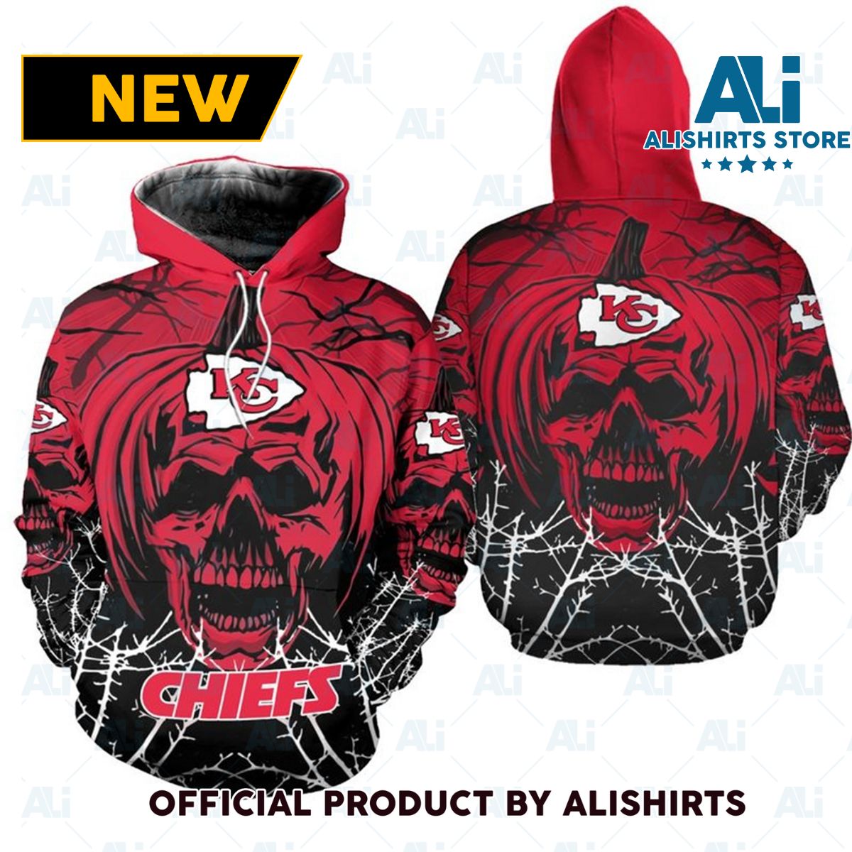 NFL Kansas City Chiefs Spike Skull Hoodie