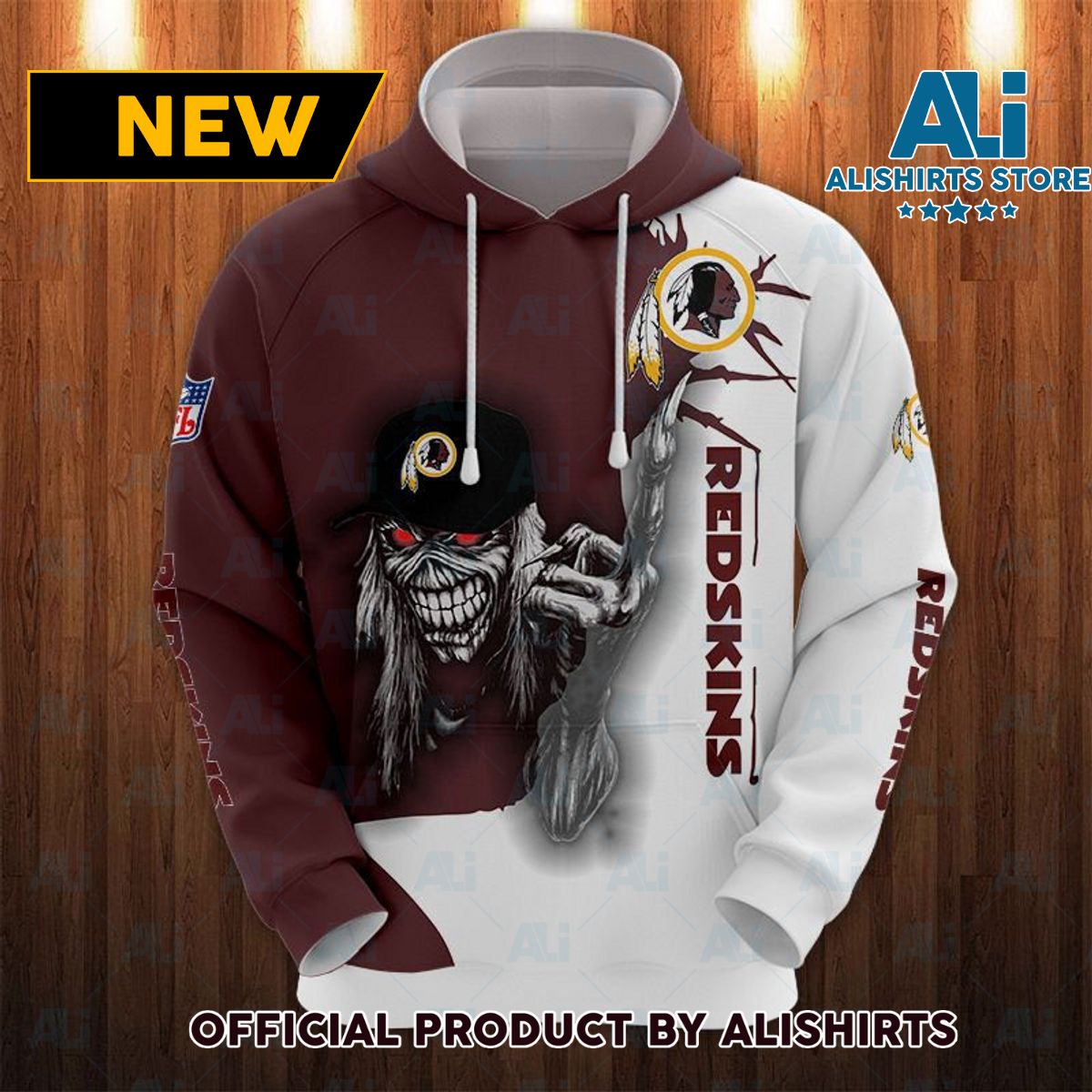 NFL Washington Redskins Skull Cap Hoodie