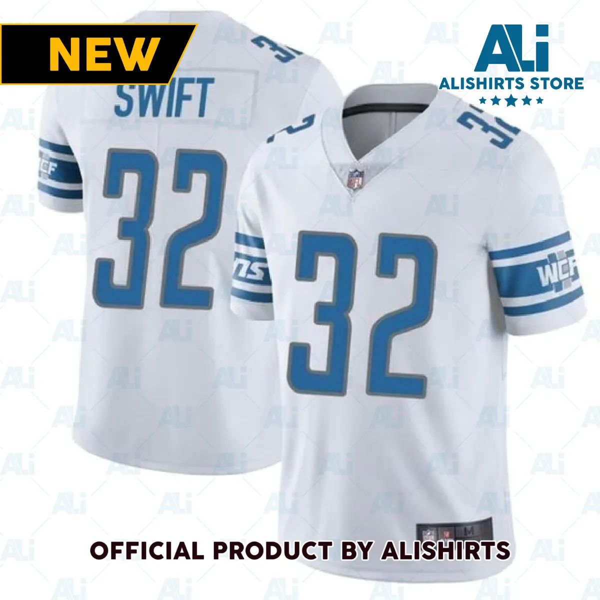 Detroit Lions D'Andre Swift Game Vapor Jersey White