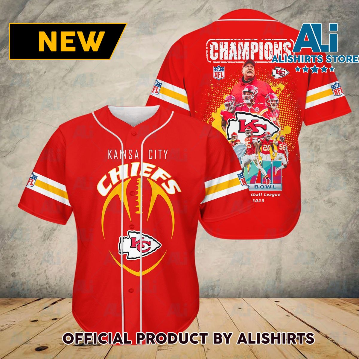 Kansas City Chiefs Super Bowl LVII Champions Baseball Jersey